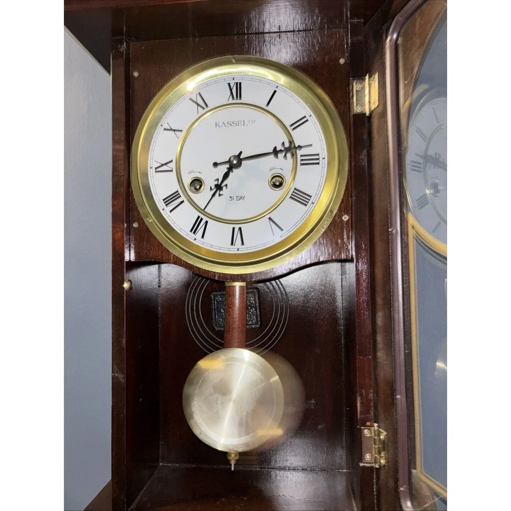 KASSEL 31 DAY - Vintage Wall Chime Clock with Pendulum & Key Germany-Read